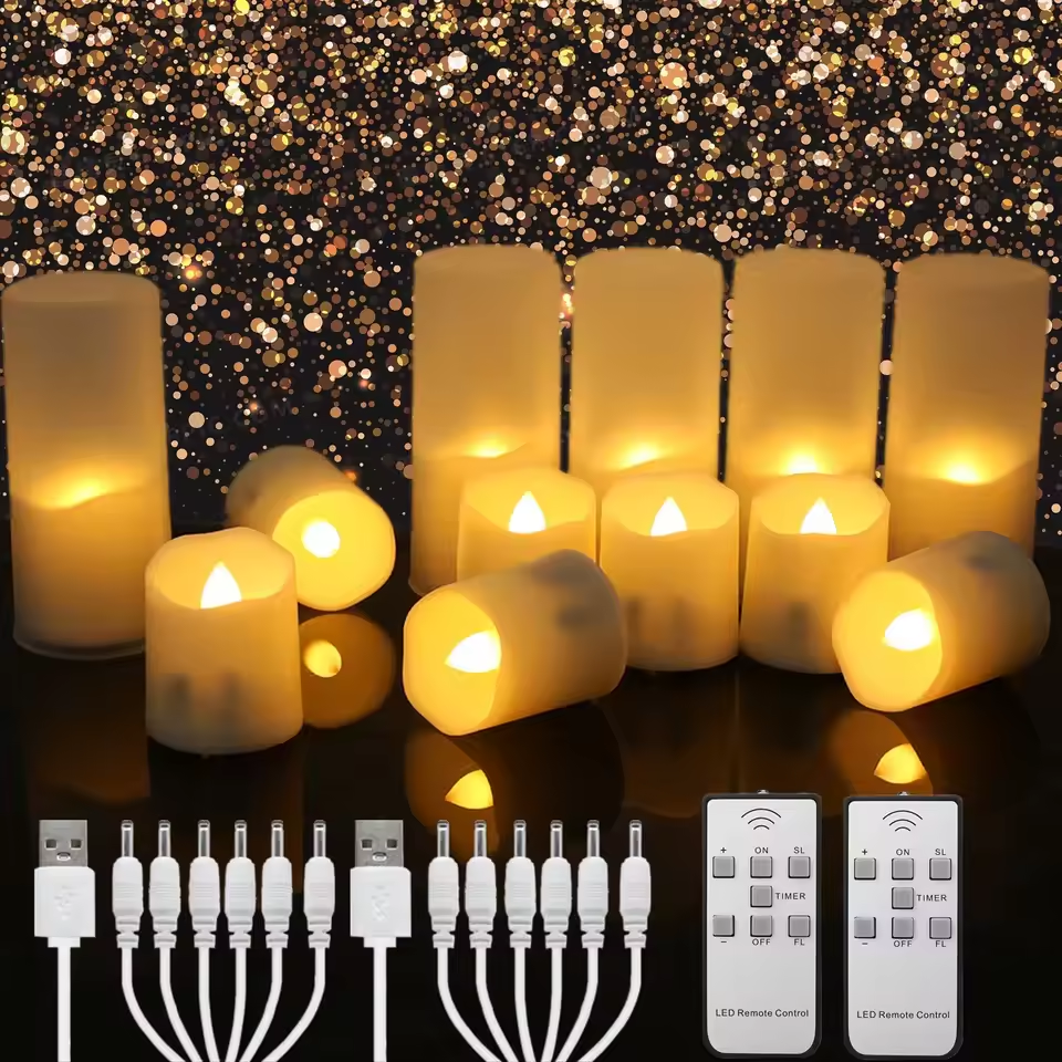 Wiederaufladbare Led Kerzen Timer Fernbedienung LED Licht Flammenlose Für Hochzeit Zimmer Garten Urlaub Beleuchtung Wohnkultur Tee Kerze Lampe