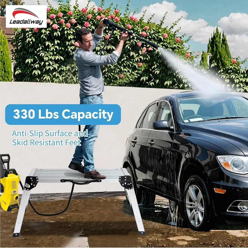 Aluminum Folding Step Ladder Heavy Duty Work Platform with Handle Compact Portable Storage Slip-Resistant Safe Home Office