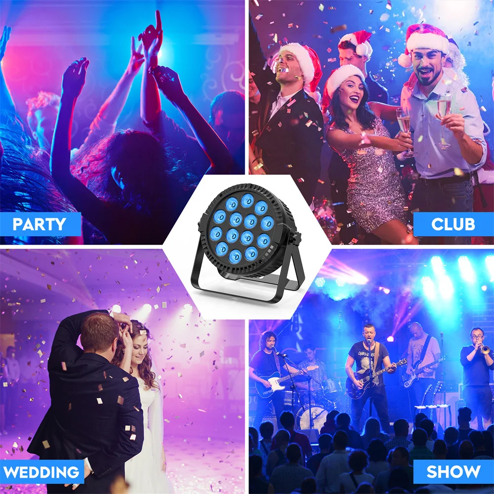 4 Stück 4 in 1 RGBW 14 LEDs 80 W Par Licht DMX512 Master-Slave Sound aktiviert mit Fernbedienung DJ Party Bühneneffektbeleuchtung