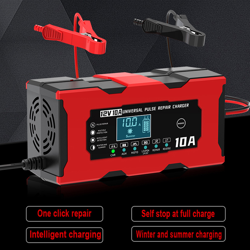 12V 10A 車のバッテリー充電器 14.6V 10A 鉄リチウム充電器 Lifepo4 鉛酸 AGM ゲル PB リチウム電池パルス修理