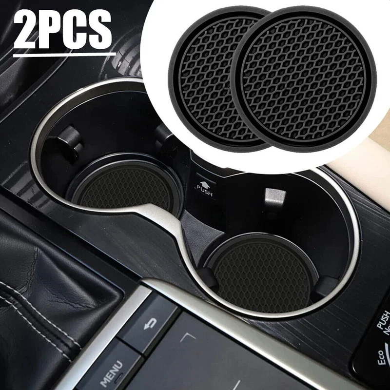2pcs สีดํารถ Auto ถ้วยผู้ถือ Anti SLIP ใส่ Coasters Pads อุปกรณ์ตกแต่งภายในสําหรับถ้วยส่วนใหญ่อุปกรณ์เสริม