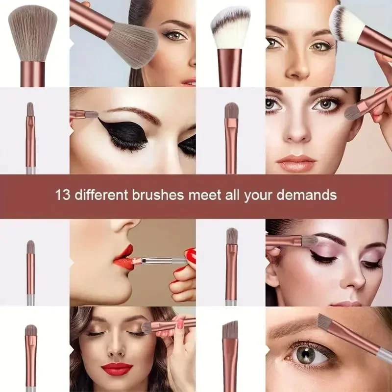 13-delige kleurrijke make-upborstelset Oogschaduw Foundation Make-upborstels voor dames Oogschaduw Blush Schoonheid Zachte make-uptoolkit