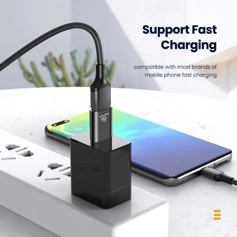 Adaptador NNBILI 6A USB a tipo C OTG 120W USB-C macho a tipo c hembra convertidor de cargador para Macbook Samsung adaptador de transferencia de datos
