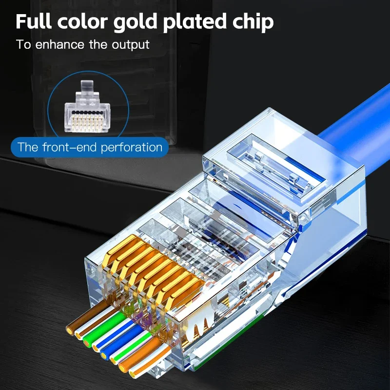 50 szt. 100 szt. Złącze Cat6 RJ45 Złącze Sieciowe Nieekranowane RJ45 Perforowana Gniazdo Kryształowe Kabel Sieciowy