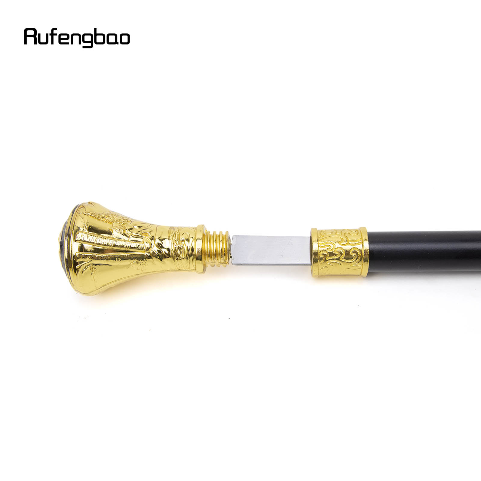 Ouro de luxo cabeça lobo totem alívio bengala com placa escondida auto defesa moda cana placa cosplay crosier vara 93cm