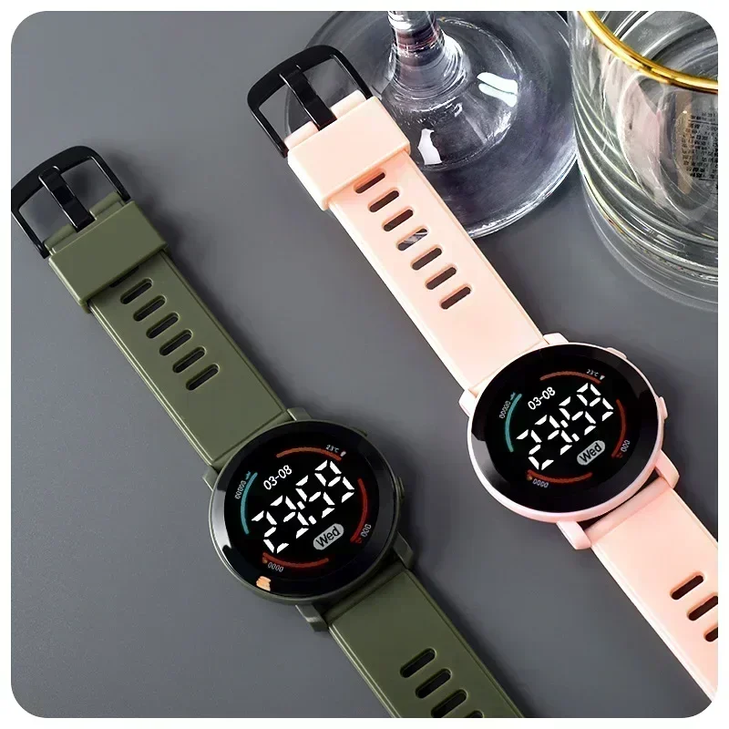 Relojes digitales LED para niños, Reloj deportivo luminoso resistente al agua con correa de silicona, Reloj de pulsera electrónico para niños, Reloj para niñas