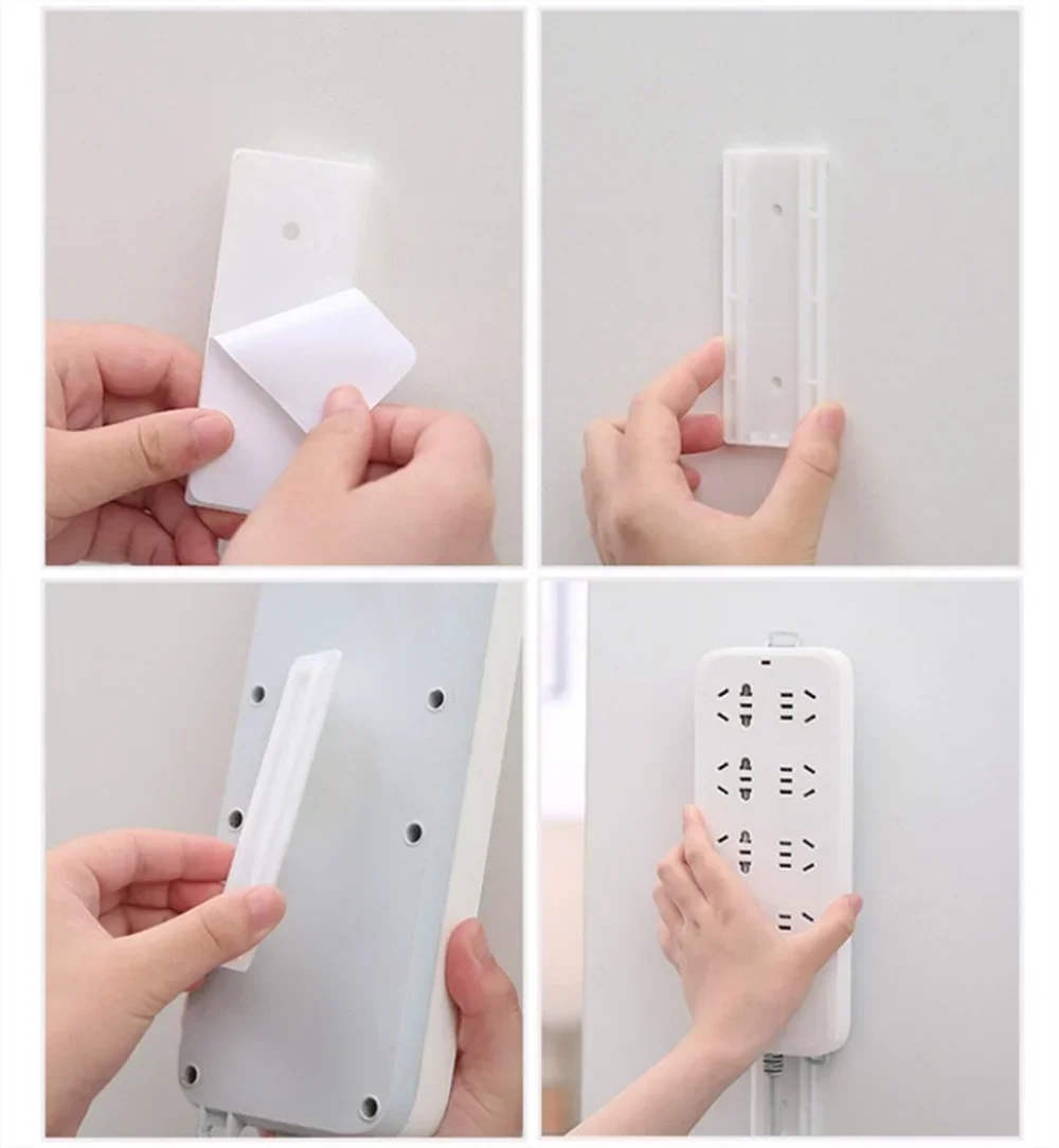 Self-Adhesive Desktop SOCKET Fixer CABLE Organizer แขวนผนังผู้ถือแถบไฟ Fixator Plug-in ที่ถอดออกได้ติดผนัง Fixer
