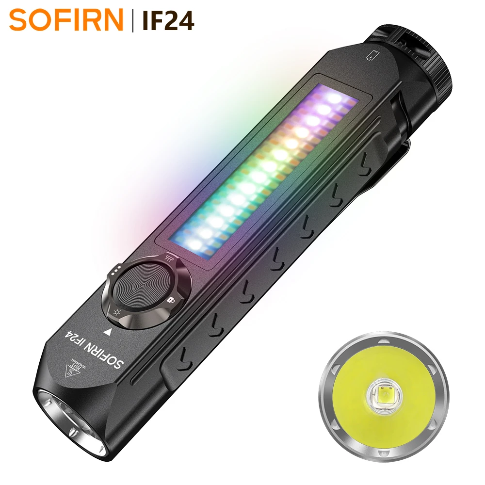 Sofirn IF24 RGB potente linterna de 2000Lm 18650 linterna con interruptor giratorio recargable con tapa trasera magnética