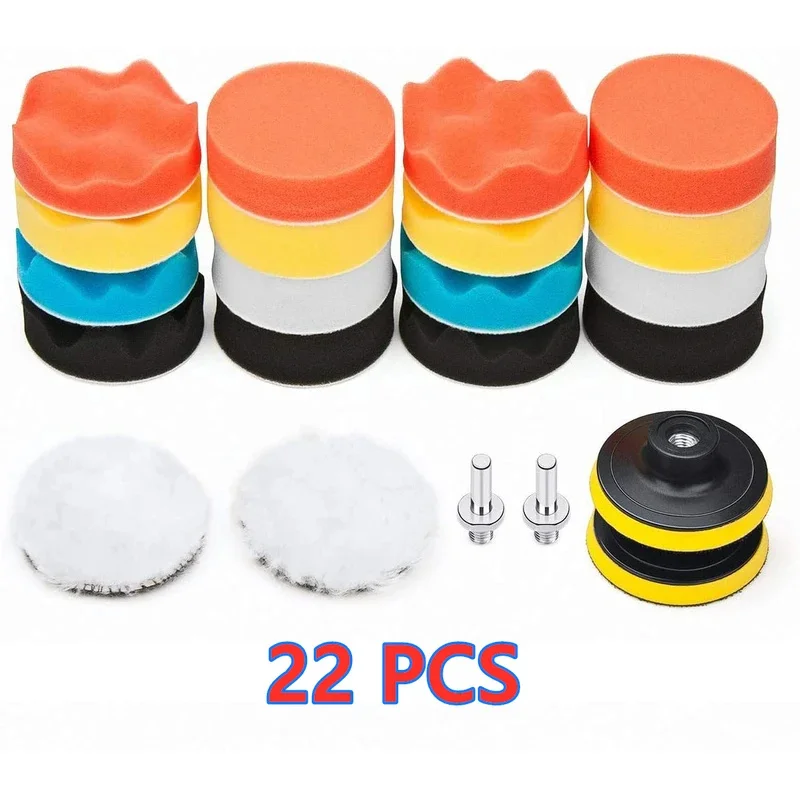 Car Polishing Sponge Pads Kit, Almofada de Espuma, Kit Buffer, Machine Wax Pads para Auto, Motocicleta, Veículo Motorizado, Remove Scratches