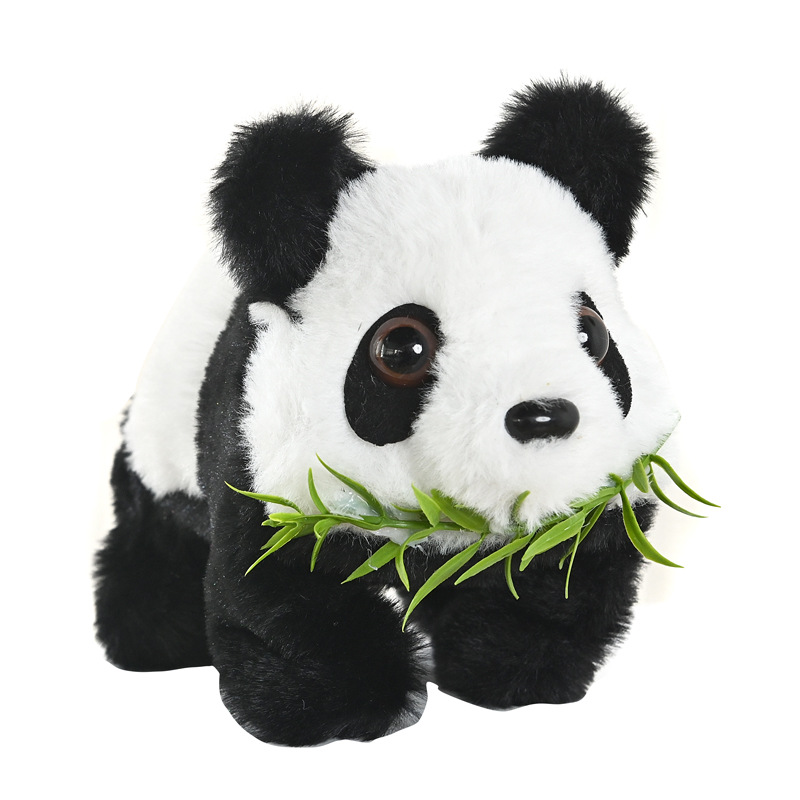 Cute Electric Plush Panda Doll Simulates Wagging Tail Walking Sound Effect Biting Bamboo Panda Electronic Pet Toy Gift