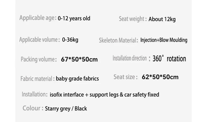 Sièges auto bébé pour sièges auto de sécurité enfant ECE R129 siège auto avec Isofix pour 0-12Y siège auto enfant Convertible 360 °   Giroir