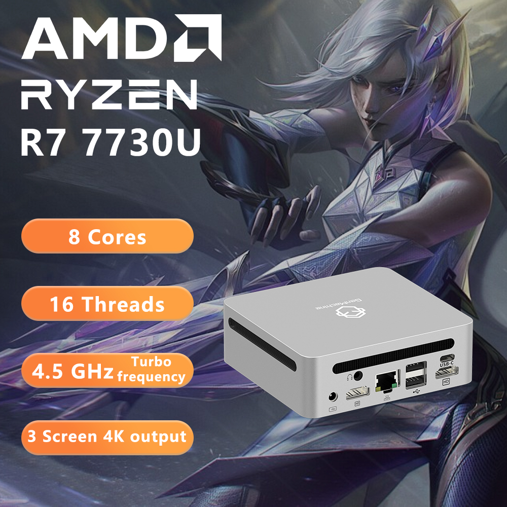 4 Core 8 Thread 3.6GHz TDP 15W WIFI6 diy gaming GenMachine AMD Ryzen 3 7330U 7530U 7730U DDR4 3200Mhz RAM Win 11 MINI PC