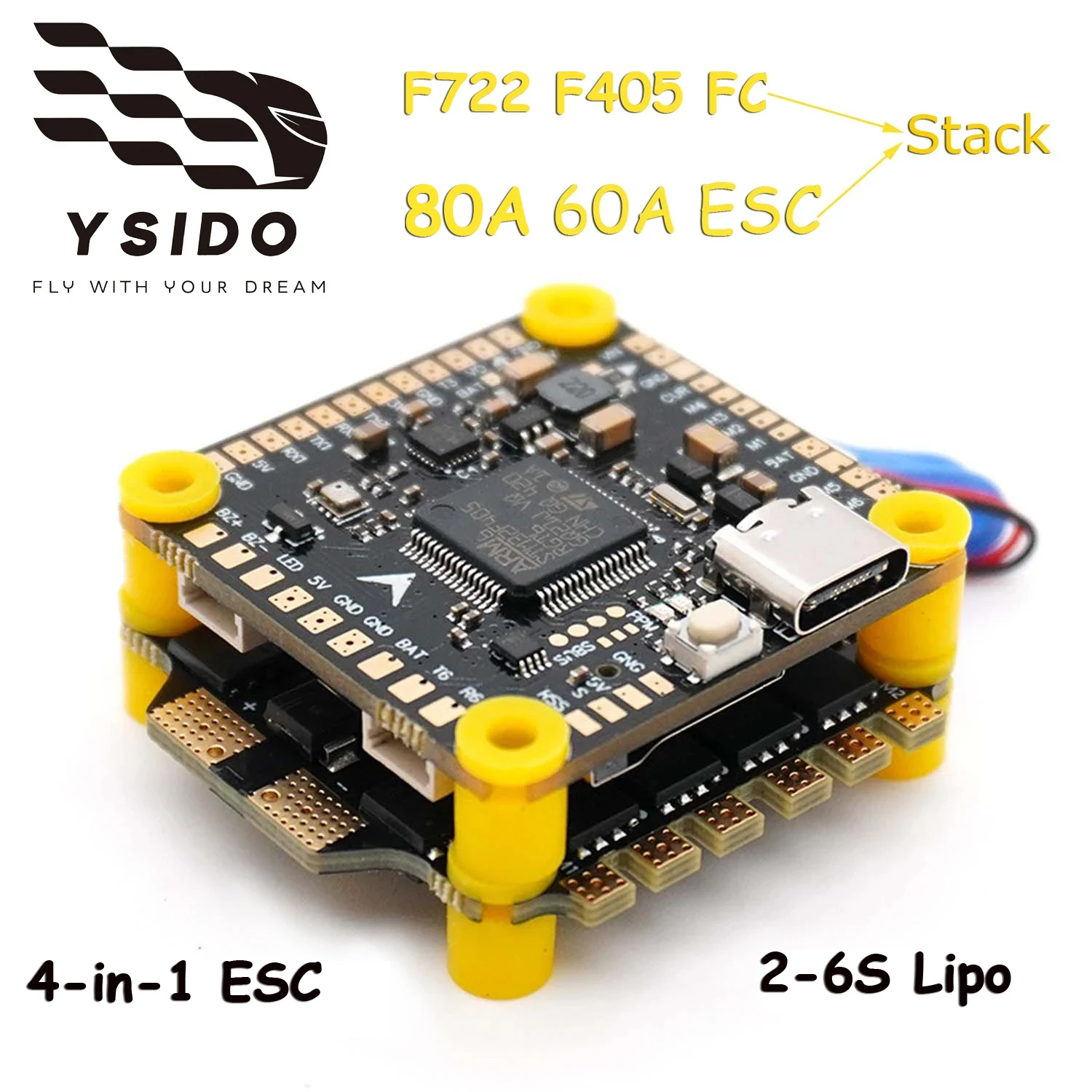 F405 V3 F722 Flight Controller BLS 4-in-1 60A 80A ESC 2-6S Lipo Stack/Flytower für Fernbedienung FPV Racing Drone Quadcopter