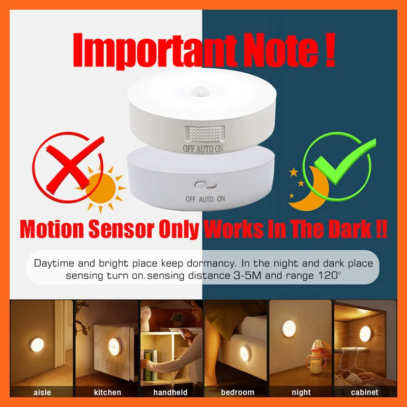 Luz con Sensor de movimiento, luz nocturna recargable por USB, lámpara LED para cocina, dormitorio, escaleras, pasillo, armario, luz nocturna