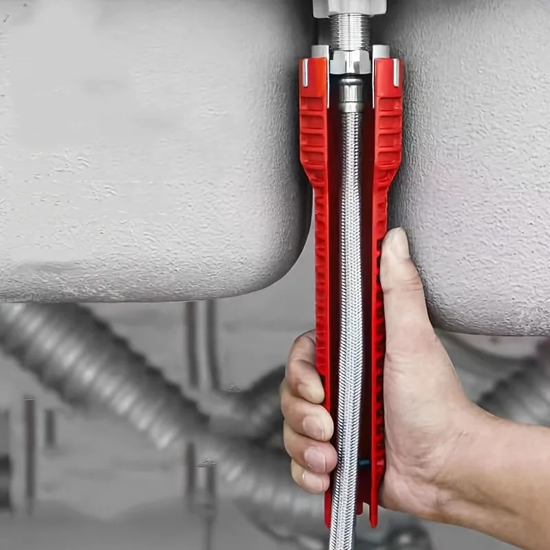 Llave multiuso 8 in 1 para grifo y fregadero, herramienta de llave de doble cabeza con Mango antiscivolo, design extra largo