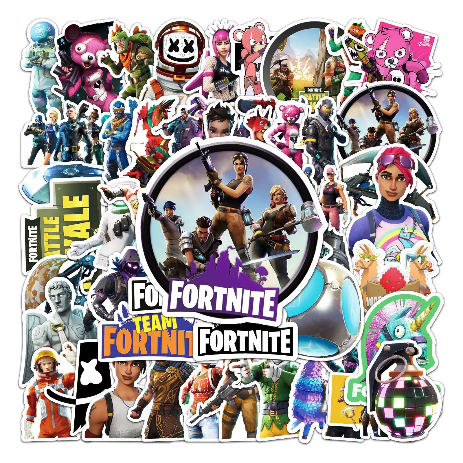 50pcs Fortnite Game Character Suitcase Graffiti Scooter Computer Tablet Cartoon Decoration Waterproof Sticker