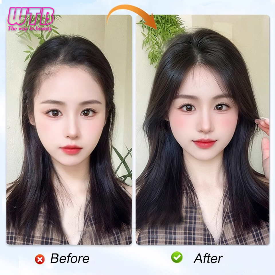 Franja de cabelo sintético com costeletas grampo de cabelo em extensões de cabelo natural peruca feminina clipe em bang para uso diário