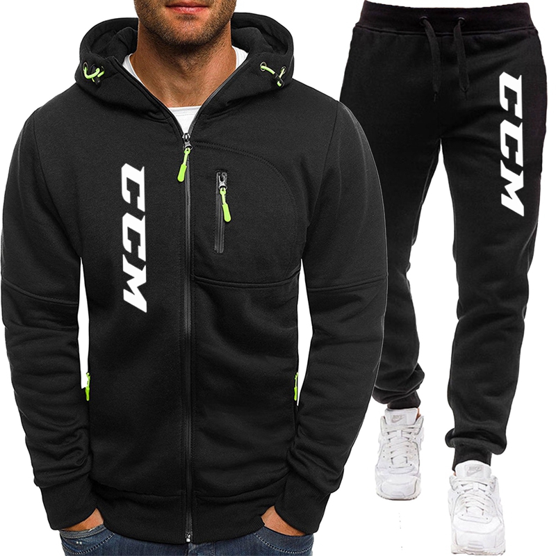 CCM-Conjunto de Sudadera con capucha y pantalones para hombre, chándal informal, chaqueta deportiva con cremallera, traje de Jogging, otoño