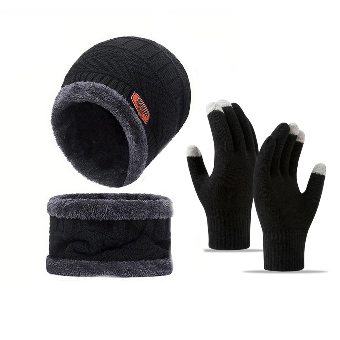 Men's windproof hat, outdoor winter scarf, gloves, three-piece neckline, one plus cashmere insulated knit hat Official Website