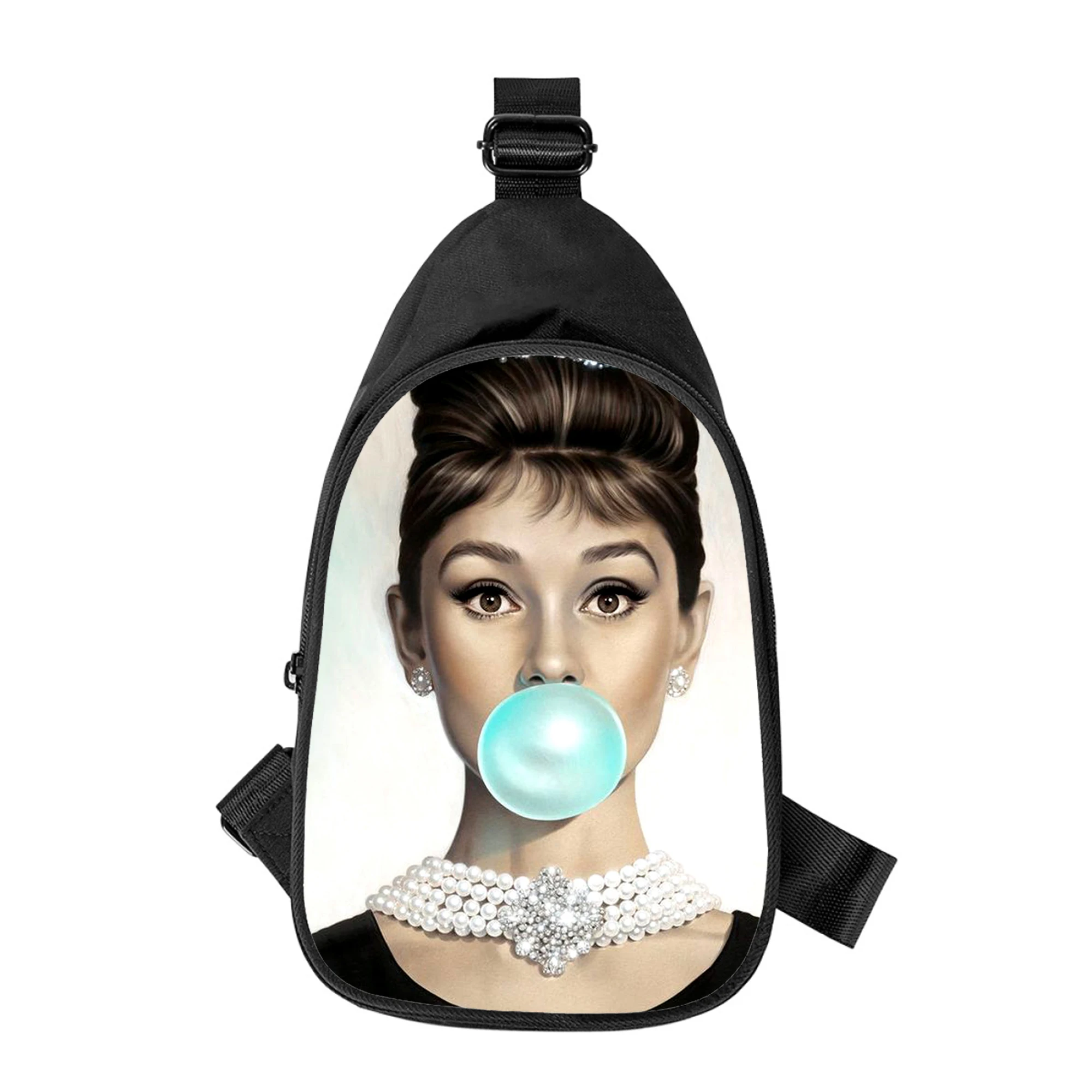 Audrey Hepburn 3D-Druck neue Männer Kreuz Brusttasche diagonal Frauen Umhängetasche Ehemann Schule Hüft tasche männliche Brust packung
