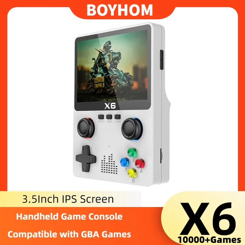 X6 3.5Inch IPS Screen Video Game Consoles  Handheld Game Player Dual Joystick 11Simulators GBA Video Game Console for Kids Gi