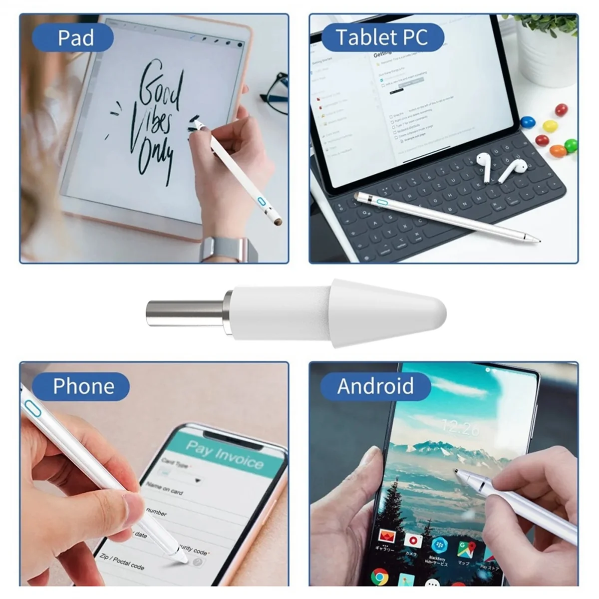 A43I untuk Xiaomi Inspirasi Pena Stylus Ujung Tabung Jarum 2Nd Stylus Logam Xiaomi Tablet Pengganti Pena Penutup Ujung, E