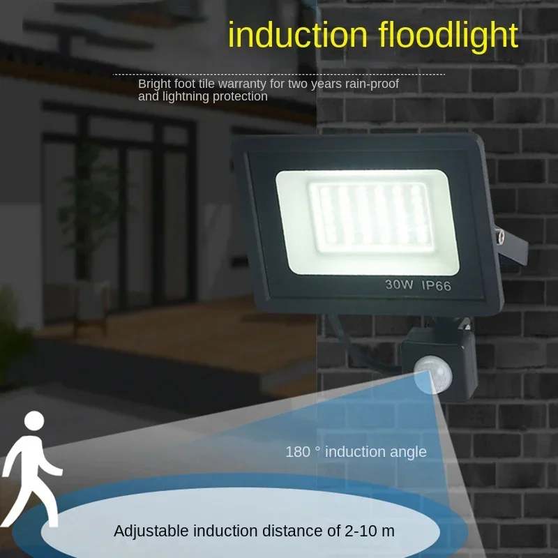 Holofotes LED 100W 50W 30W 20W 10W PIR Sensor de movimento IP66 LED à prova d'água 220V Pendurado Exterior Lâmpada de parede externa Spotlight