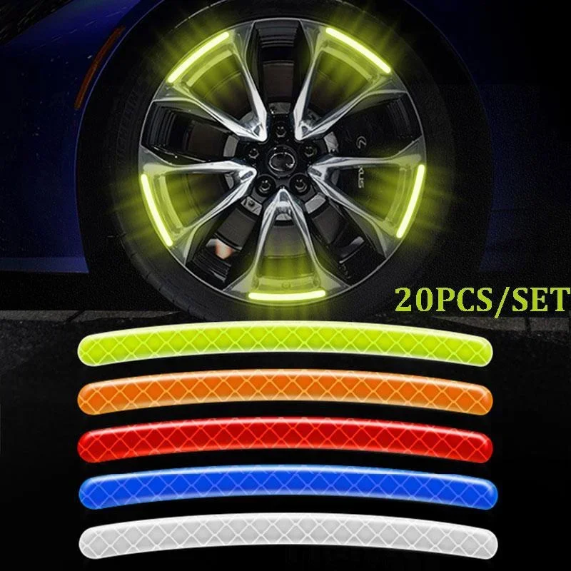 20 Teile/satz Bunte Auto Motorrad Radnabe Reflektierende Streifen Aufkleber Auto Styling Aufkleber Aufkleber Auto Moto Decor Aufkleber