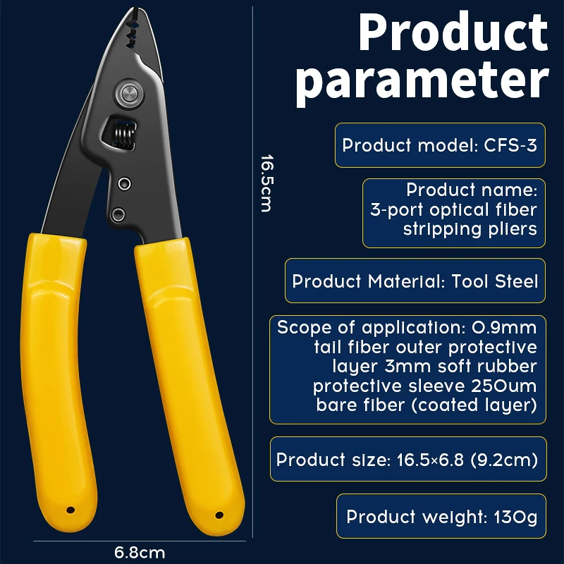 CFS-3 Three-port Fiber Optical Stripper Pliers Wire Strippers for FTTH Tools Optic Stripping Plier Tool