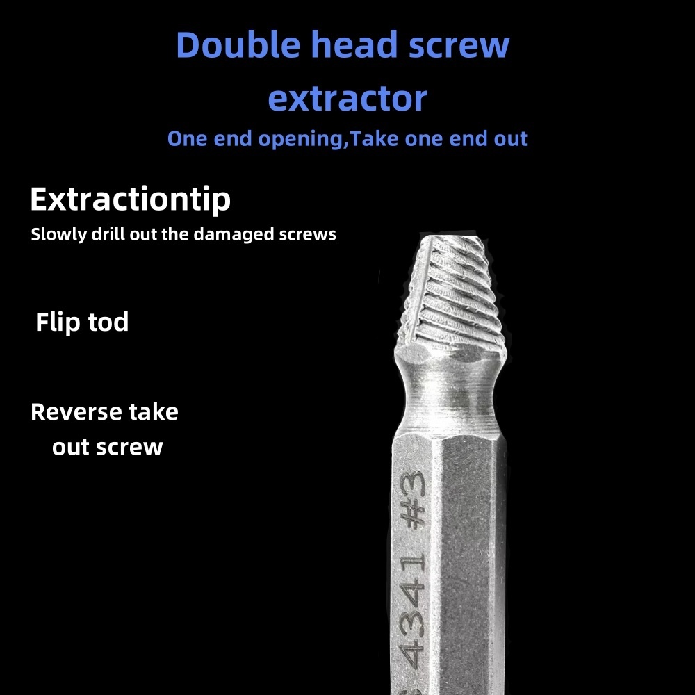 6PCS Broken Screw Extractor Drill Bits Set Double Head Speed Out Bolt Extractor Stud Removers Easily Take Out Demolition Tools