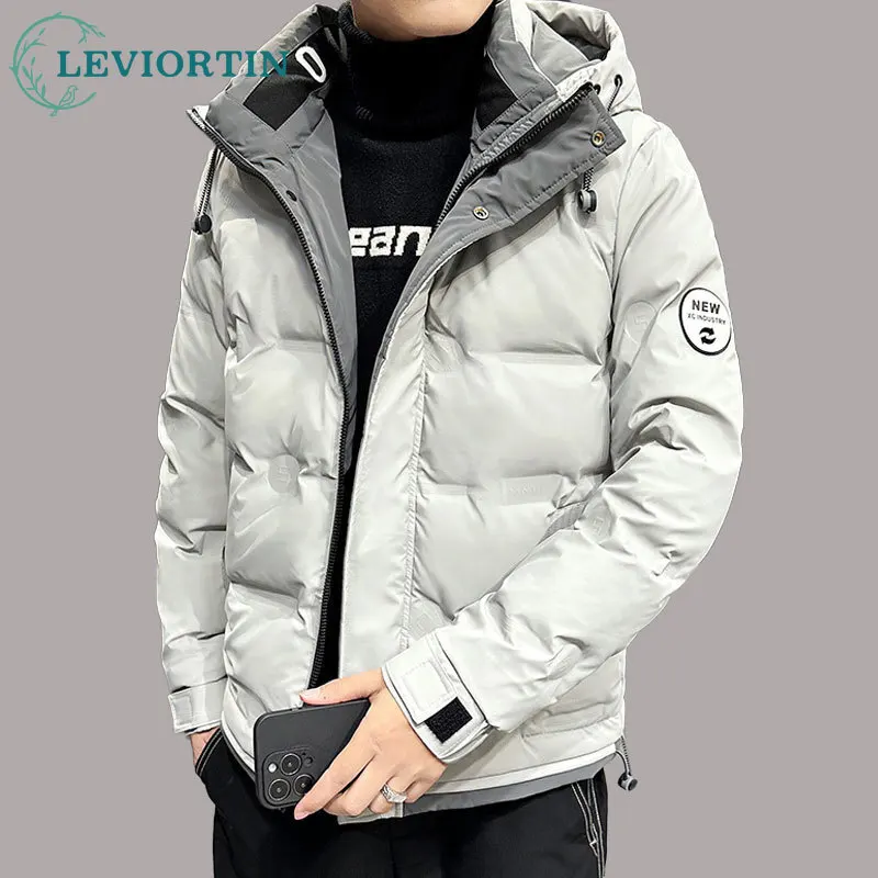 Hip Hop Herren Leichte Daunenjacken mit Kapuze Wintermode Windjacke Dicke warme Mäntel Outdoor Sport Weiße Ente Daunenjacke