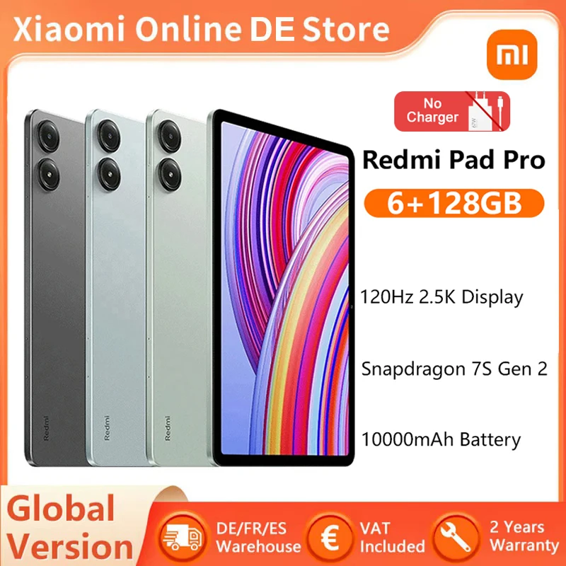 Xiaomi Redmi Pad Pro Global Version 6GB+128GB 8GB+256GB Snapdragon 7S Gen 2 12.1'' 120Hz Display 10000mAh Battery