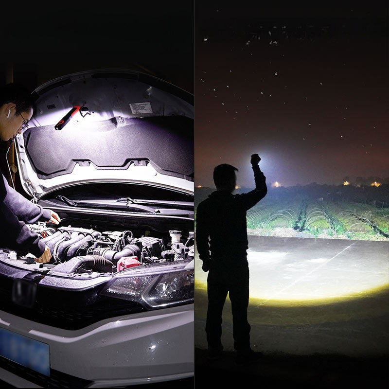 Poderosa cob led luz de trabalho carro garagem mecânico lâmpada usb recarregável lanterna tocha magnética luz de advertência de emergência