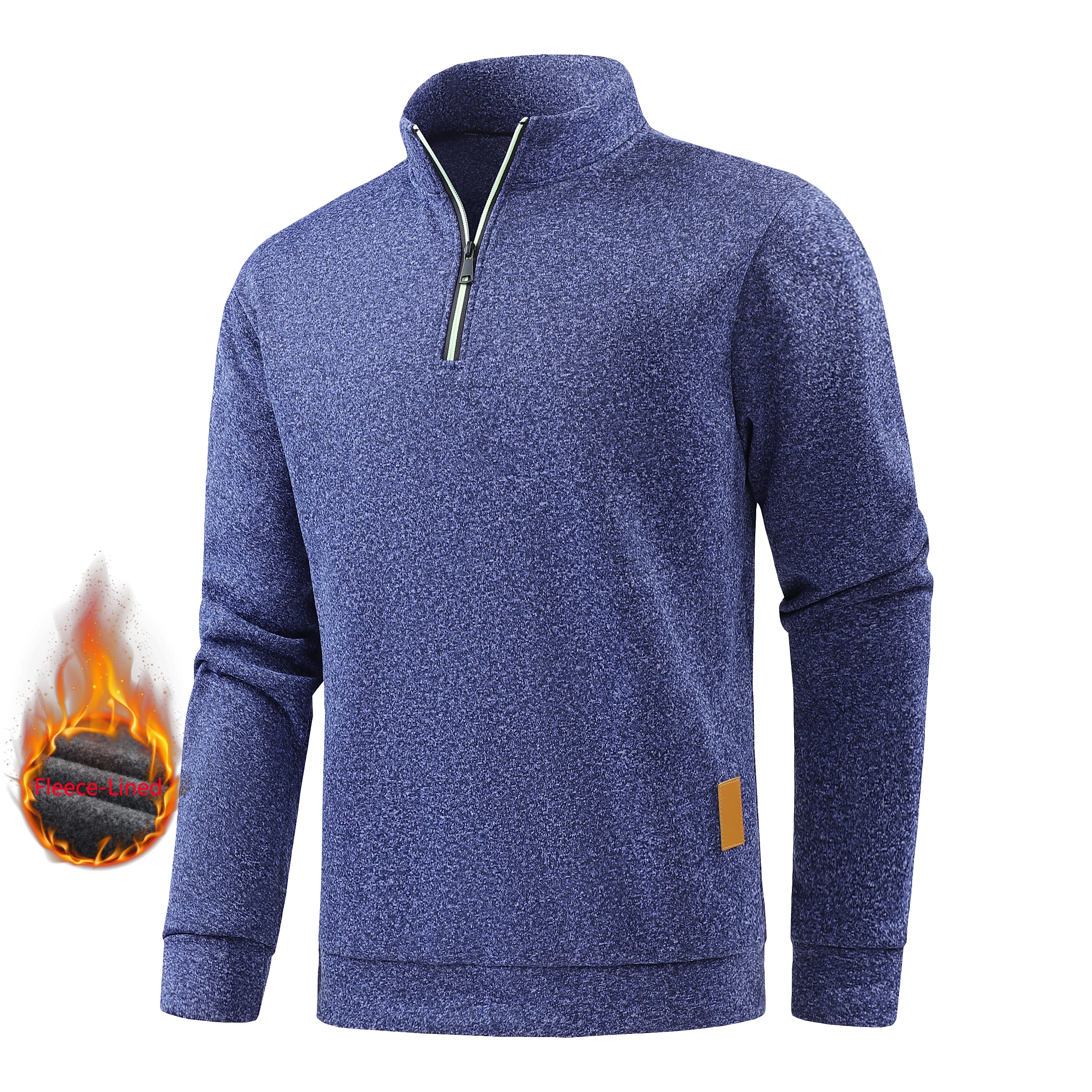 Moletons masculinos de outono com meio zíper, pulôveres de manga comprida de cor sólida, gola alta, streetwear, jaquetas quentes de inverno, casaco esportivo