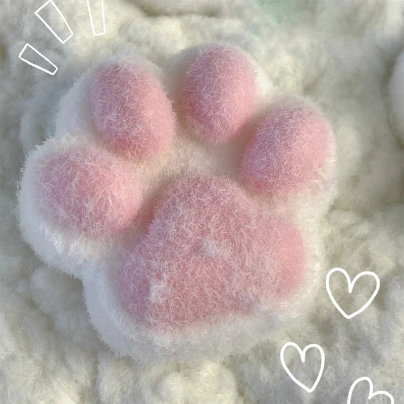 TPR Cat's Paw with Fur Stress Relief Soft Toy Fidget Toy Mini Kawaii Plush Cat Paw Silicone Small Cat Paw Cute Pink Cat Foot
