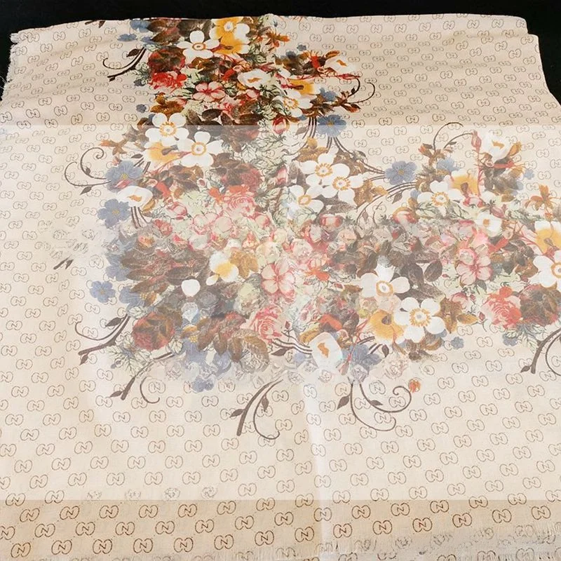 Large Size awl Ethnic Sle Women's Scarf Desert Travel Sun Protection Windproof Cotton Fabric Floral Print Two-Way Use