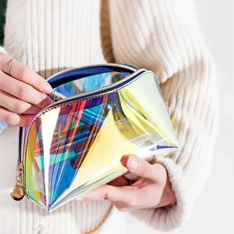 Borsa per il trucco per ragazza Borsa per cosmetici laser colorata Custodia per trucco Custodia per bellezza Borsa per rossetto Borsa per estetista in TPU Sac