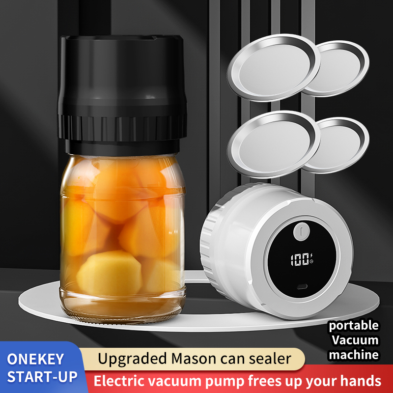 5W Lithium Battery Powered Semi-automatic Mason Can Sealer - LED Digital Vacuum Sealer Used for Kitchen Bottles and Cans Prese