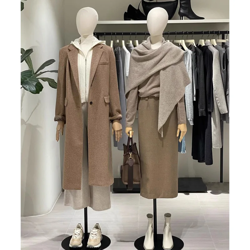 「Marca de lujo」Corea del Sur 24 Otoño e Invierno hebilla triangular a juego chal tejido de lana para mujer grande