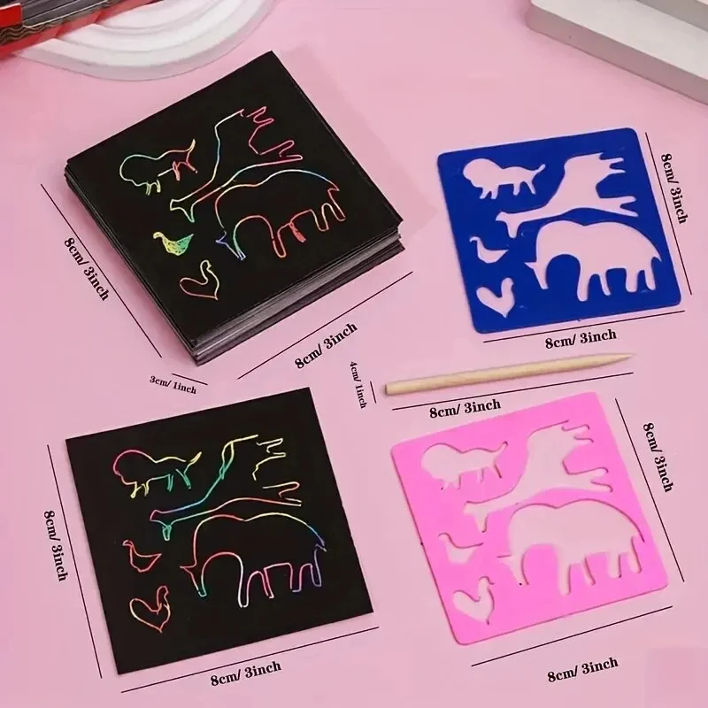 125 Scratch-Off Pad Cards Rainbow Scratch-Off Mini Art Notes ottimo artigianato per bambini e adolescenti Rainbow Scratch Art per bambini