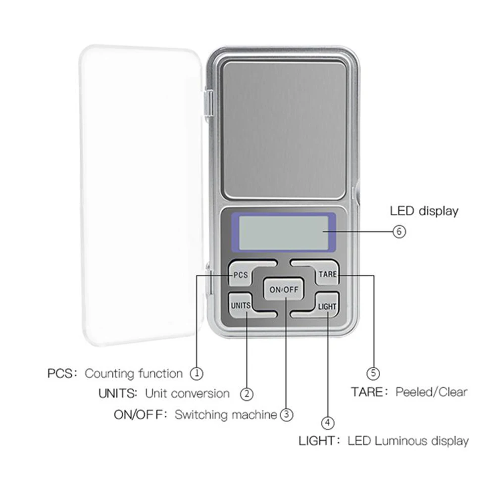 High Precision Mobile Scale Portable Jewelry Pocket Scale Accuracy Range 500G-0.01G with LCD Display