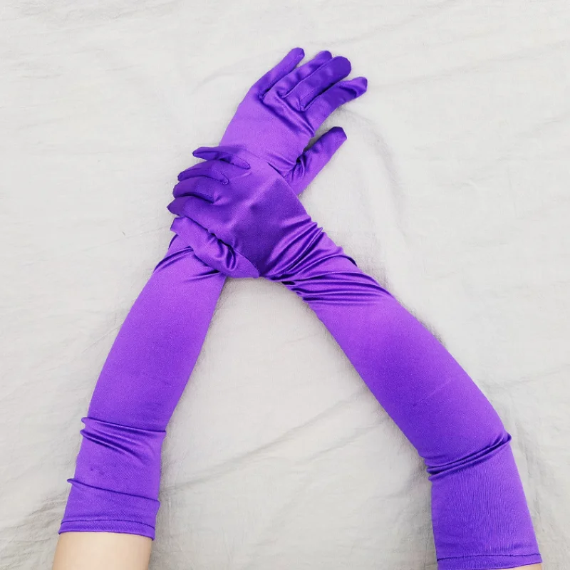 ขยายพิธีถุงมือซาตินยืดถุงมือซาติน retro party คอสเพลย์สุภาพสตรีถุงมือแฟชั่นถุงมือแต่งงาน C027