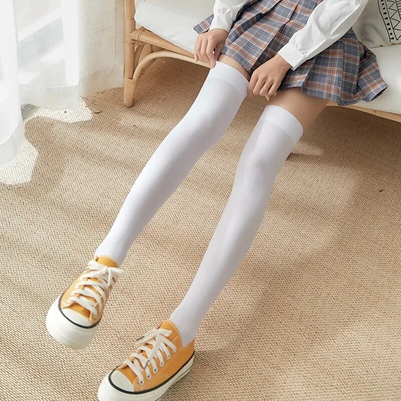 Simplejewel Damen-Oberschenkelstrümpfe, 50 cm, Halloween-Cosplay-Socken mit Streifen, Overknee-Socken, lässige lange Strümpfe mit Streifen