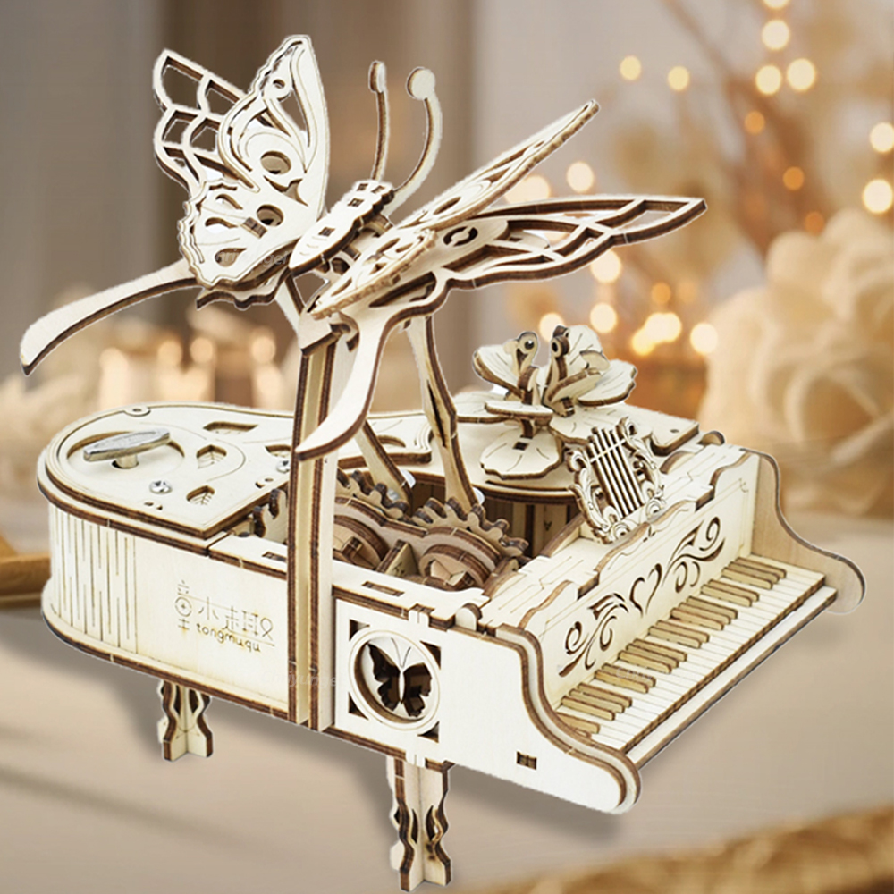 3D 木製パズルオルゴールピアノモデルキット DIY 組立楽器構築キット家の装飾工芸品ギフト大人子供のため