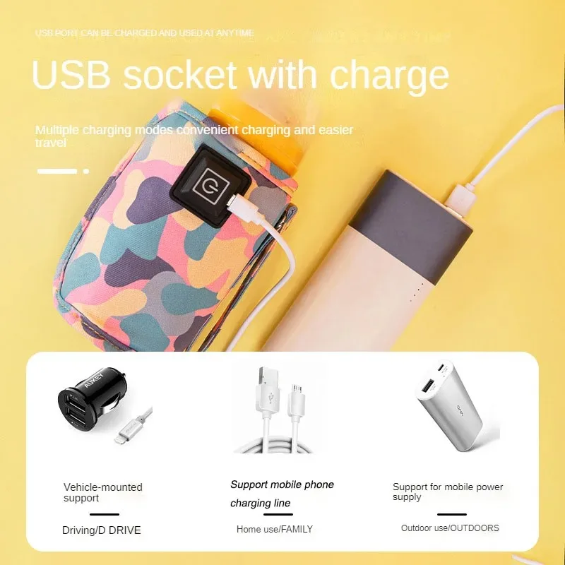 Podgrzewacz do mleka USB, torba termoizolacyjna do wózka, podgrzewacz do butelek dla niemowląt, akcesoria do użytku na zewnątrz.