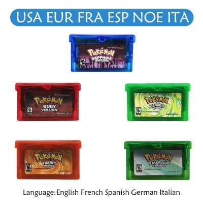 GBA Game Pokemon Series 32-Bit-Videospielkassette, Konsolenkarte, Pokemon Emerald FireRed Ruby LeafGreen Sapphire, mehrsprachig
