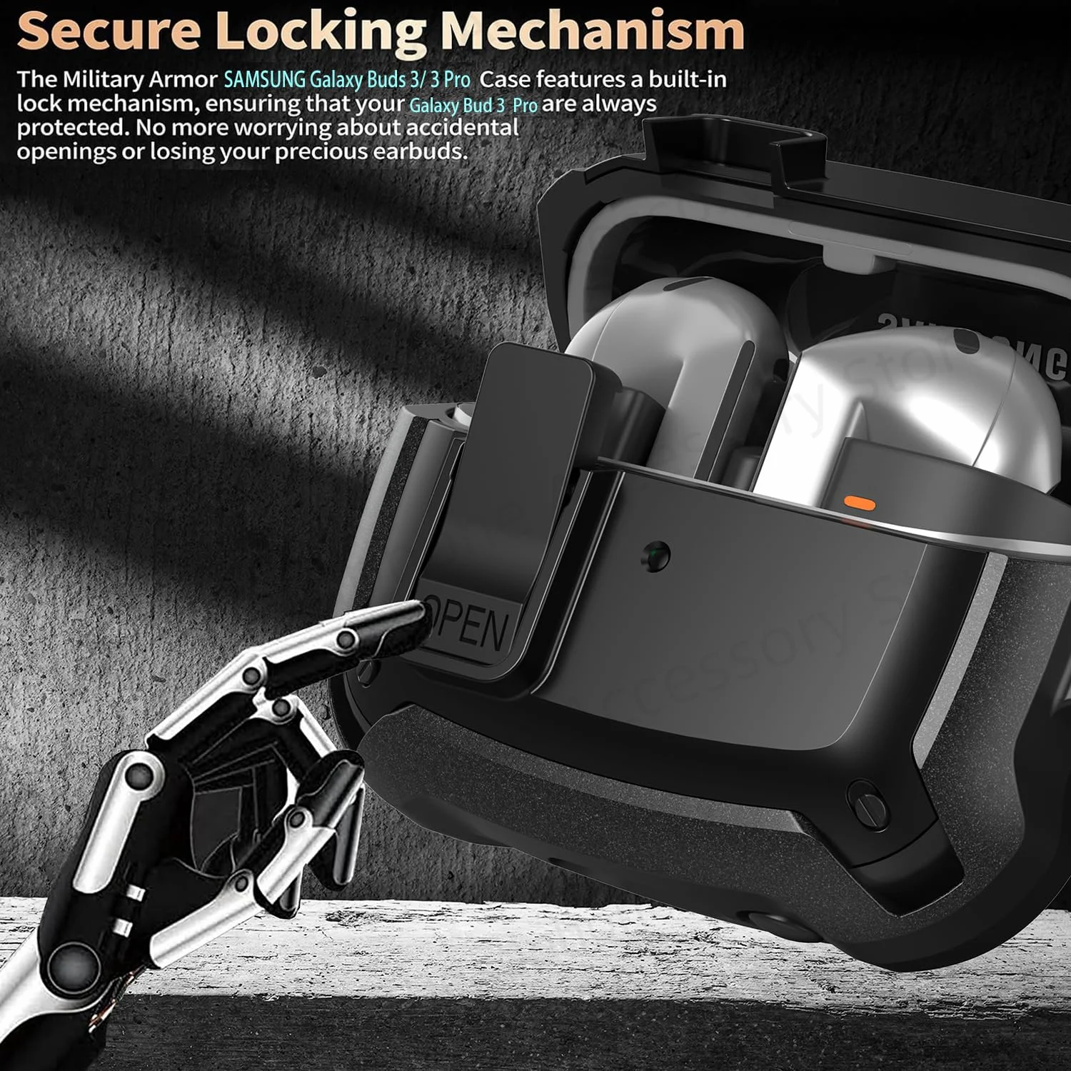 2024 [2-in-1] Rüstungshülle für Samsung Galaxy Buds 3/Galaxy Buds3 Pro Secure Lock Cover Buds3 Pro Cover mit Reinigungsset für Männer