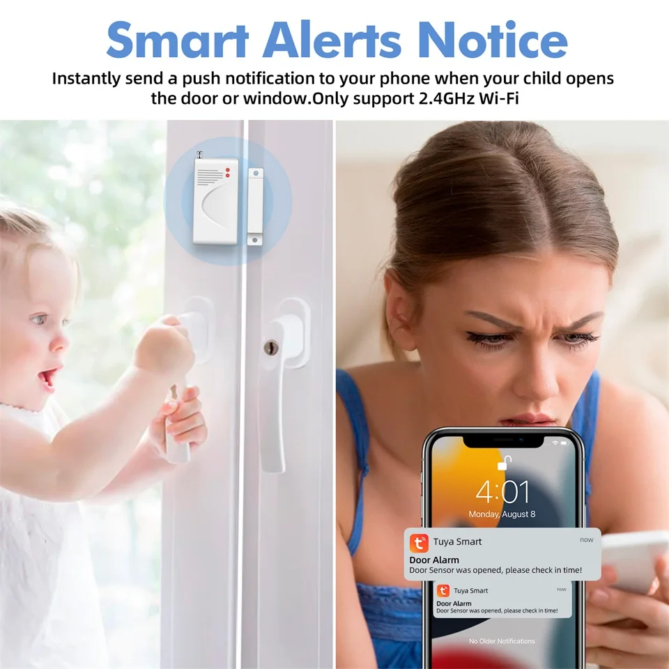 KERUI 120db Loud Sound Alarm System Siren Tuya Smart WIFI Wireless Security Alarm Kit Home Burglar Motion Door Sensor Alexa