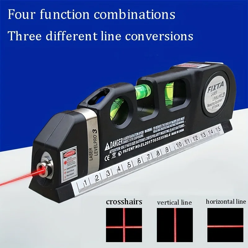 Multipurpose Laser Level Kit Easy to Use Laser Level Line Tool  Standard Cross Line Lase 8 Feet Measure Tape Ruler