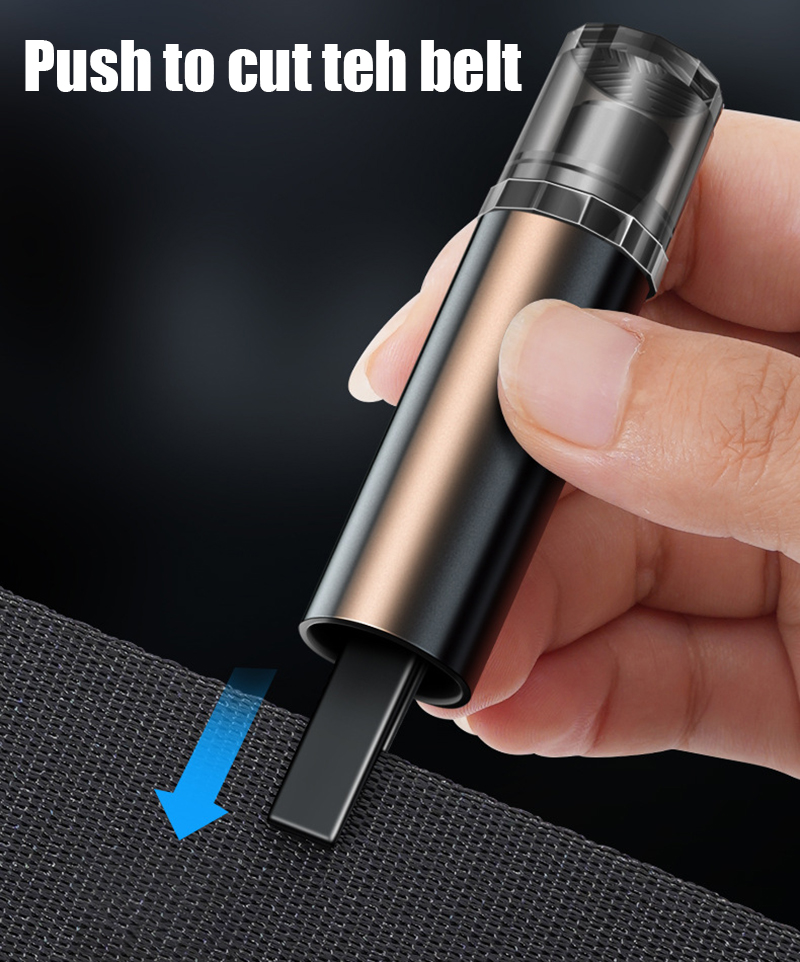 2-in-1 Car Safety Hammer Window Glass Breaker Seat Belt Cutter High Hardness Tungsten Steel Emergency Rescue Tool with Base